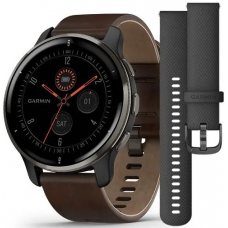 Garmin Venu 2 Plus GPS / Slate Case / Brown Leather Band