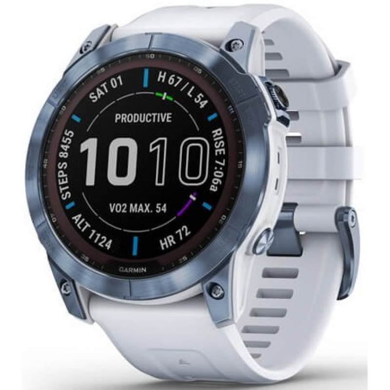 Garmin Fenix 7x Sapphire Solar Mineral Blue DLC Titanium / Whitestone Band 