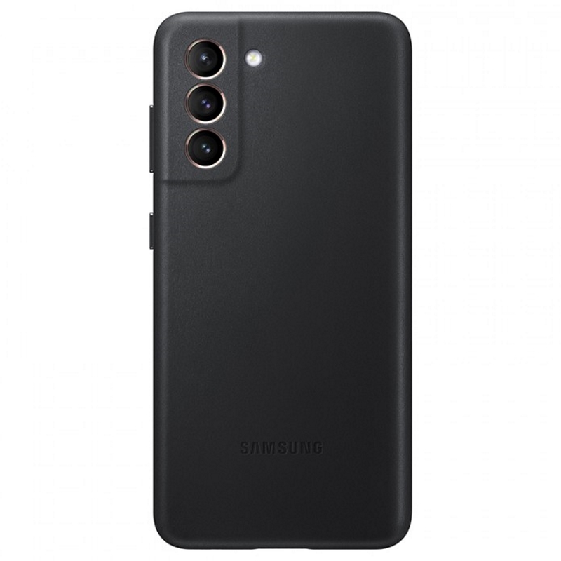 Чехол-накладка Galaxy S21 Leather Cover Black Black (Черный)